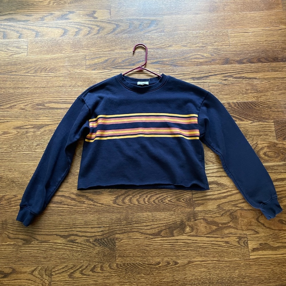 NWOT Garage Cropped Striped Crewneck Sweatshirt